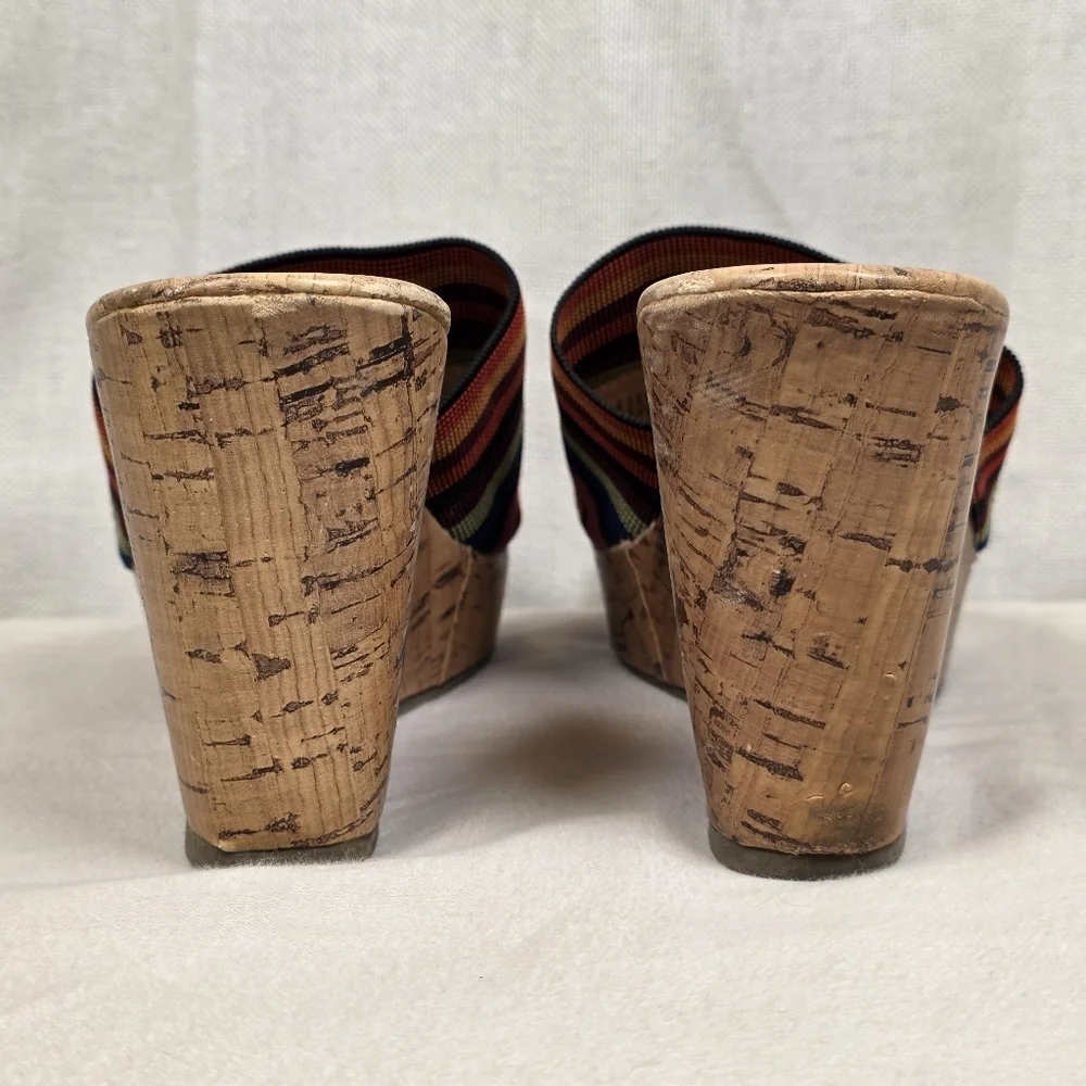 Montego Bay Club Multicolor Cork Wedge Slides Size 8.5